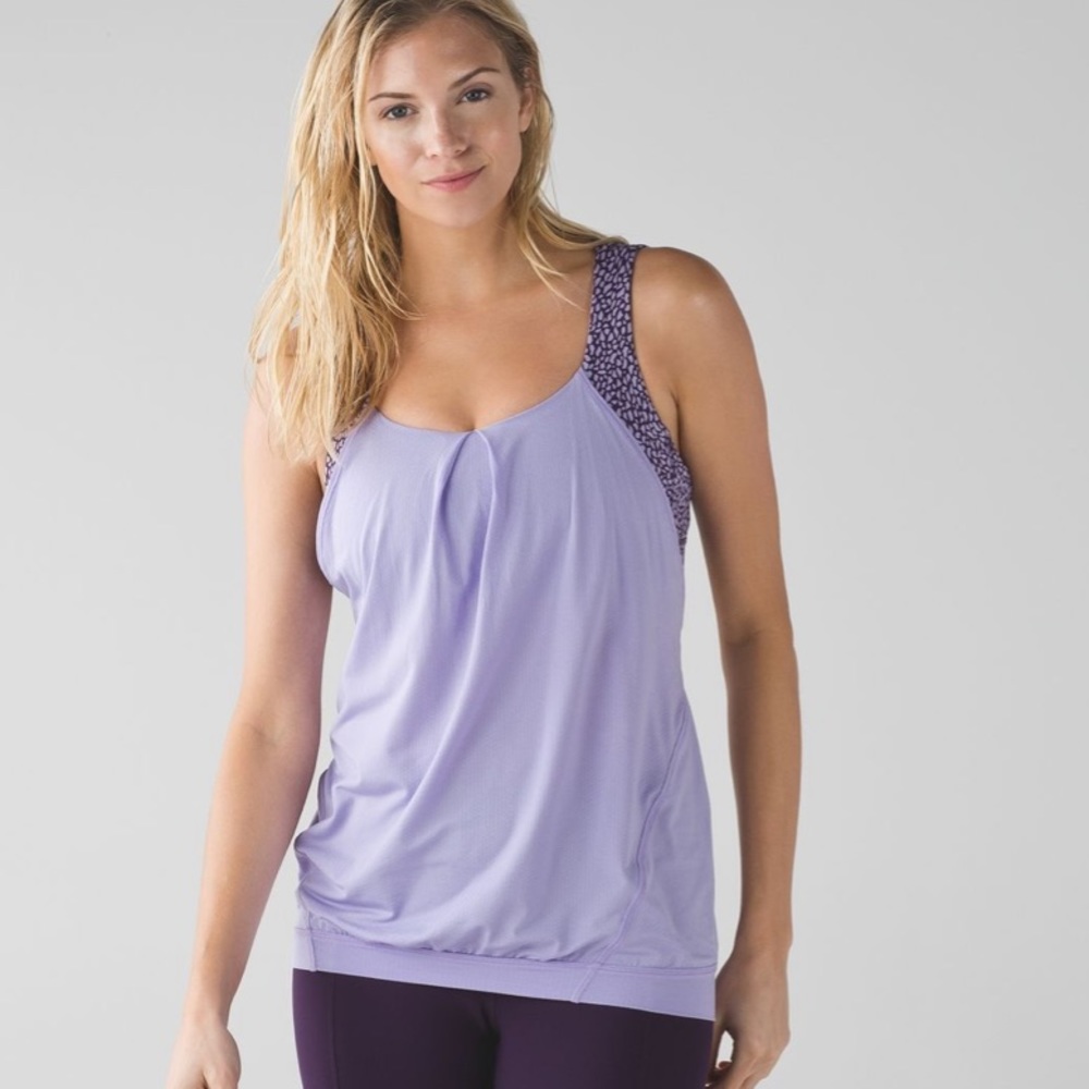 Lululemon Nouveau Limits tank and sports bra, purple, size 4